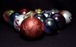 Red glass sphere with Christmas decoration