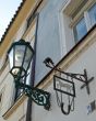 Lamp shadow on the house wall