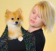 Model with a Pomeranian