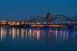 Railway bridge at night