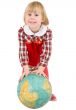 Little girl and terrestrial globe