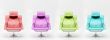 Four multi-coloured armchairs