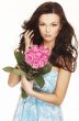 brunette with pink roses