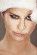 Woman wearing santas hat