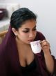 Drinking coffee