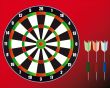  A set for game in Dart on a red background.
