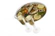 Champagne with fish plate, ash wednesday and Sylvester