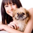 happy with her new dog