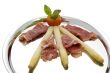 asparagus with parma hams on silver tray