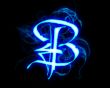 Blue flame magic font over black background. Letter B