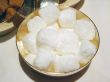 Raw white sugar cubes