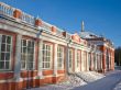 Russian barton house on winter day