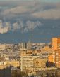 Moscow city view from the high point on sunset