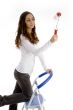 teen girl painting with rolling brush