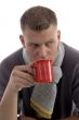 handsome young man drinking coffee