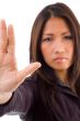 young corporate woman showing stopping gesture