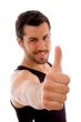 young male with thumbs up
