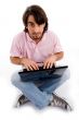 young man working on laptop