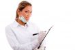 medical professional with writing pad