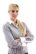 front view of businesswoman with folded hands