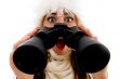 shocked female with binocular