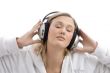woman listening to music with closed eyes