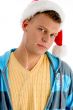 handsome man wearing christmas hat