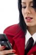 young woman reading a text message