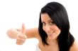 top view of woman showing thumb up