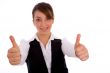 portrait of businesswoman with thumbs up