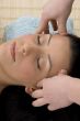 top view of woman taking head massage
