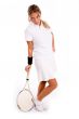 side view of standing player with tennis racket