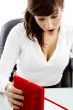 amazed businesswoman with jewellery case