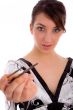 front view of woman holding chopsticks