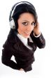 young accountant holding headphone