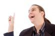 happy business pointing upwards