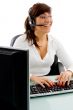 front view of smiling female customer care