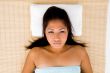 relaxing female looking at camera