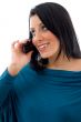 female talking on mobile on white background