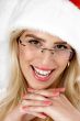 female in christmas hat cheerful young woman