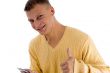 handsome male showing thumbs up