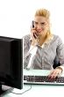 front view of woman talking on phone