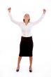 front view of successful manager looking up