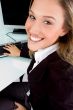 smiling woman looking at camera
