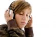 portrait of teen listening music
