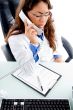 medical professional talking on phone