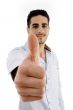 handsome man showing thumbs up