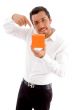 young man indicating towards jewellery box