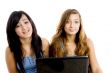 school girls with laptop
