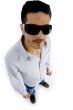 high angle view of handsome man wearing sunglasses